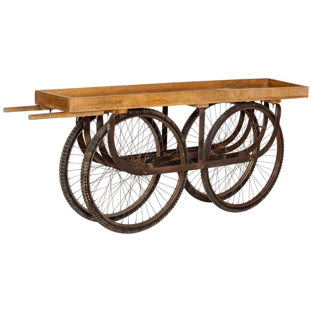 Carrello portavivande con ruote, marrone, 178x40x84h cm