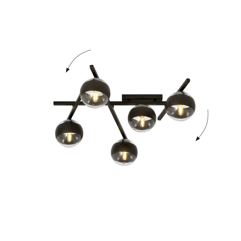 Lampadario Emibig SMART 5 luci E14 nero/trasparente