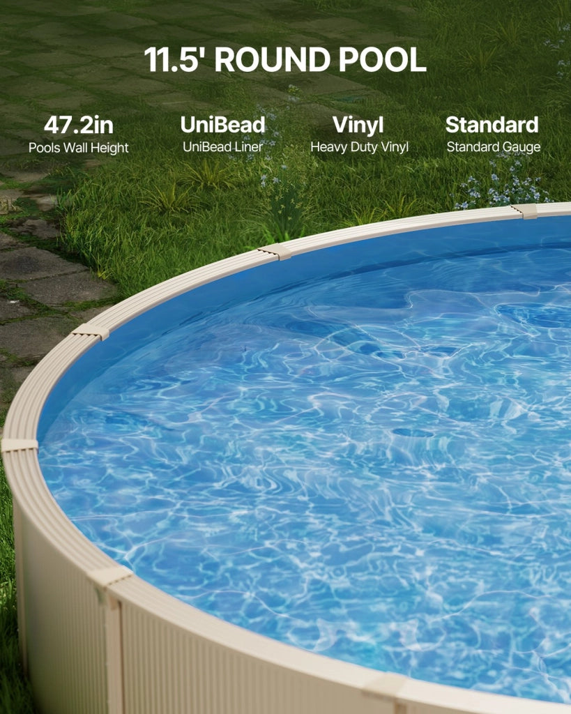 Rivestimento per Piscina Rotonda Fuori Terra in Vinile, Protezione Pareti 47 Pollici Stile Unibead, Diametro 11,5 Piedi, per Giardino
