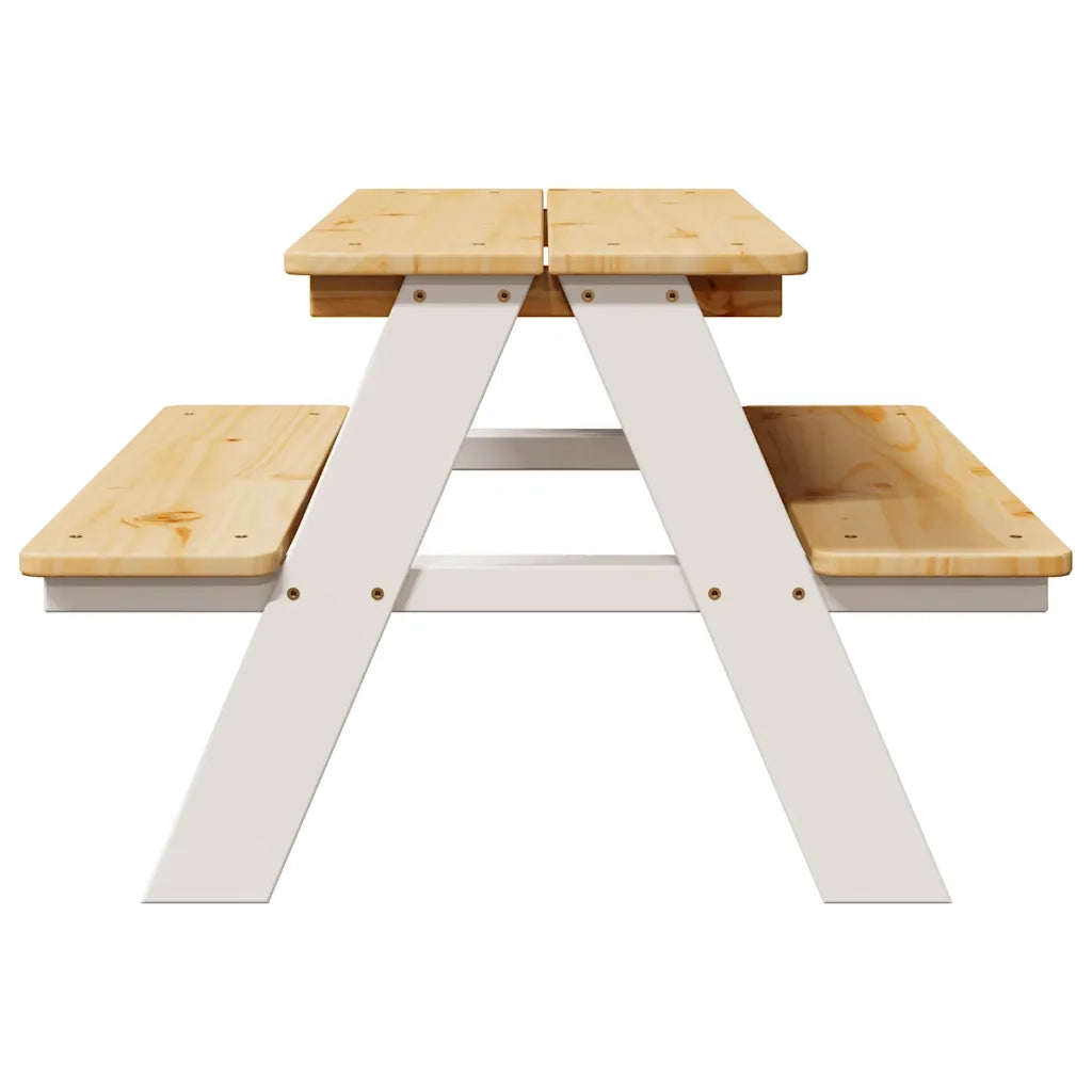Tavolo per Bambini con Panche IRUN 90x79,5x50 cm Legno Massello CFW7857411
