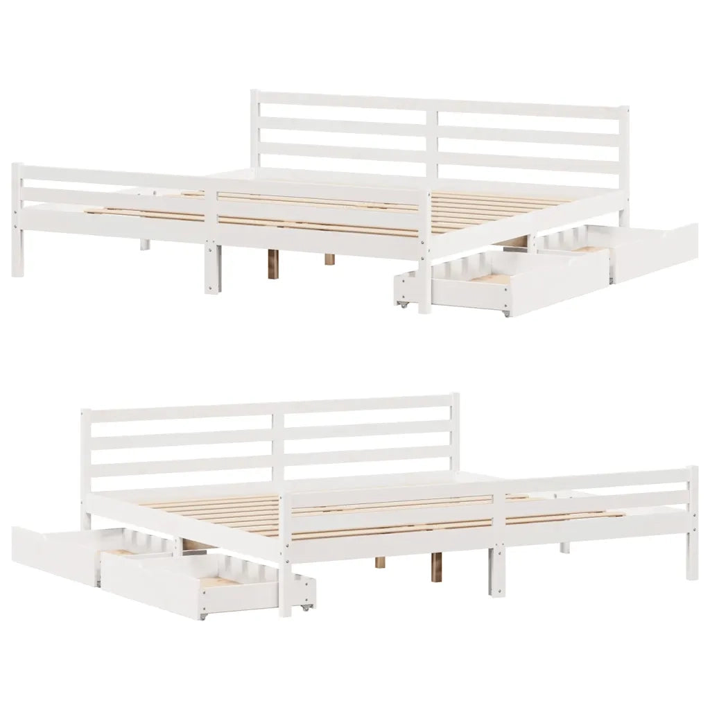 Giroletto senza Materasso Bianco 200x200 cm Legno Massello Pino 3301619