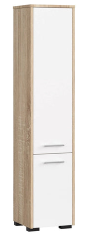 Colonna da bagno AKORD FIN Sonoma Quercia 30 cm 2 ante inserto frontale Bianco 30x30x140 cm