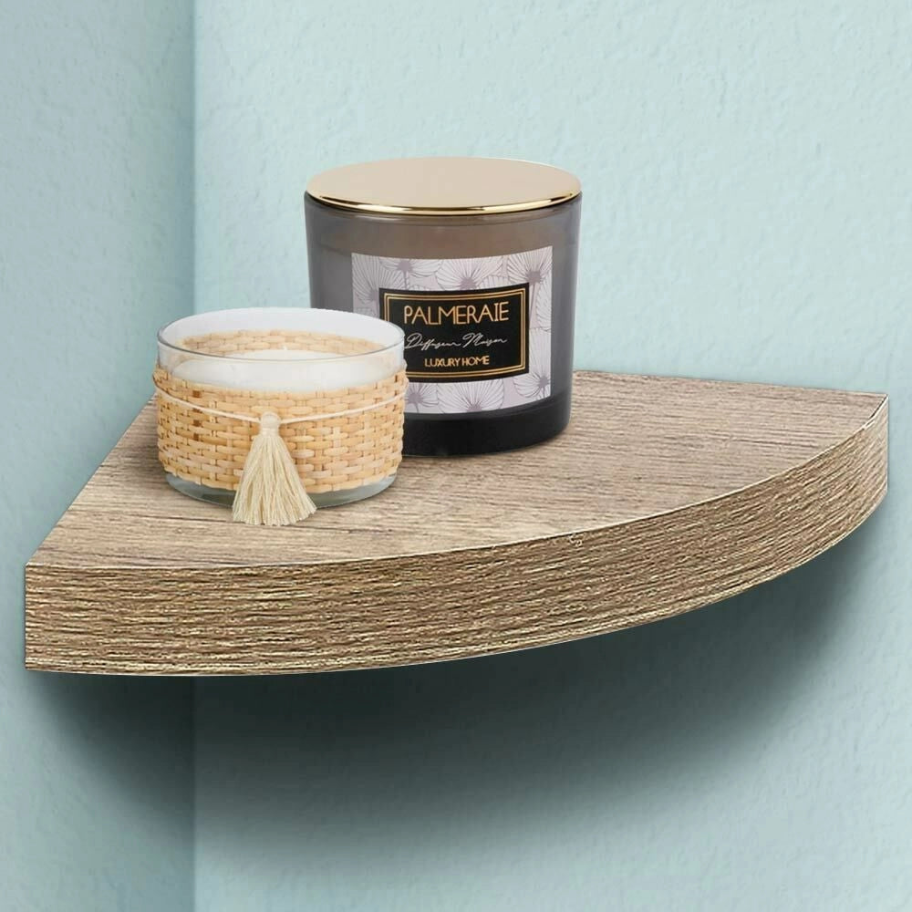 Trade Shop - Mensola Parete Angolare Scaffale Ripiano Ad Angolo In Legno Mdf Rovere 24 X 4 Cm -