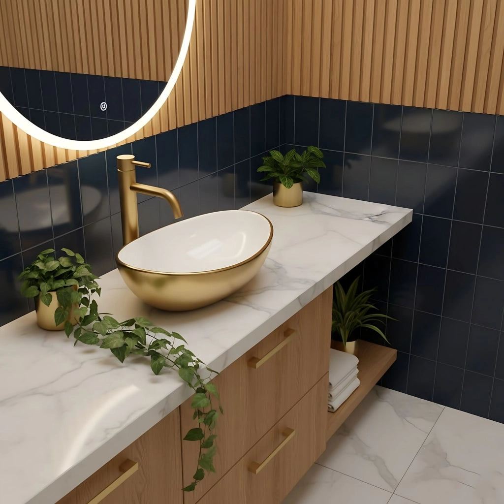 Lavabo Da Appoggio Basaro Sofia Gold / White