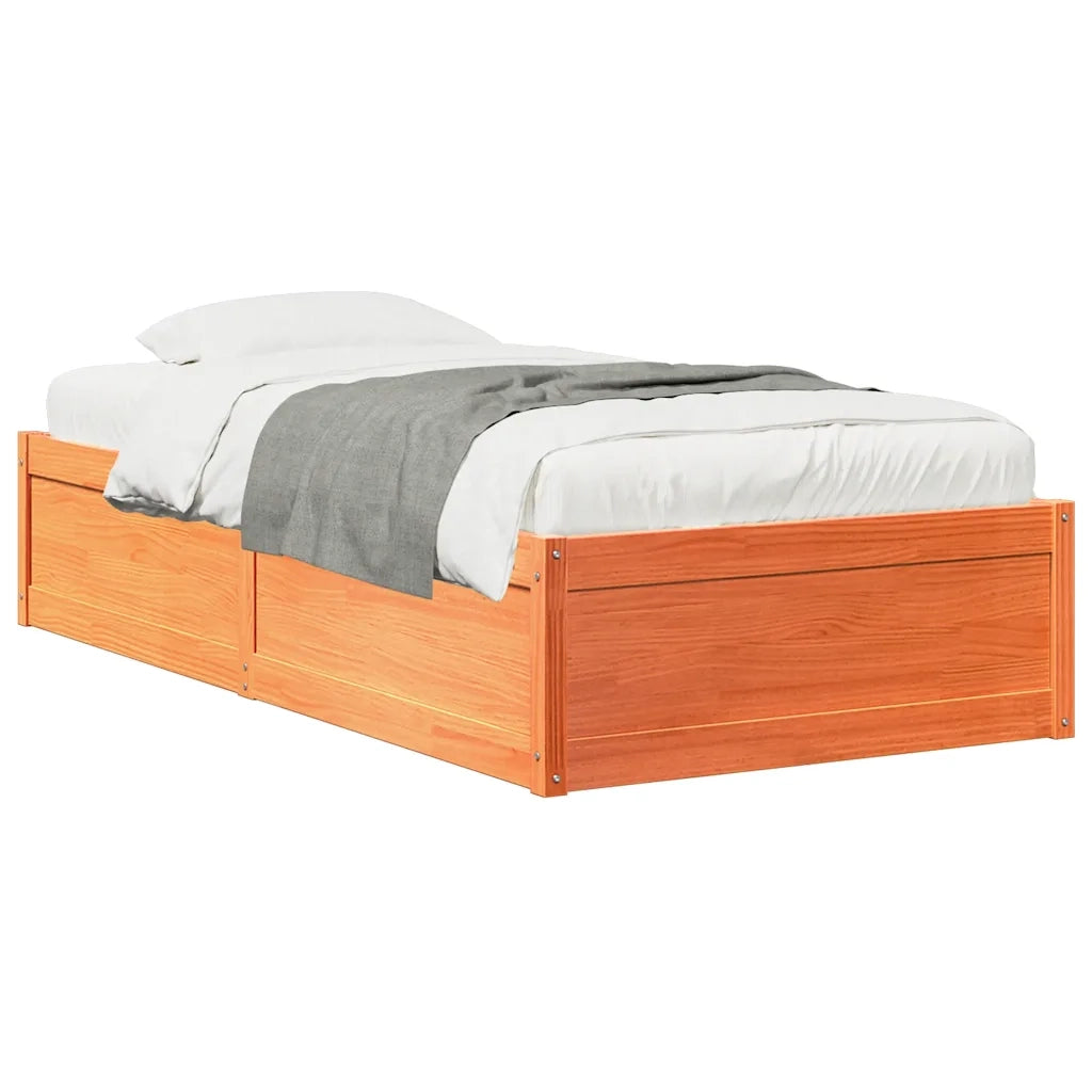 Letto senza Materasso Marrone Cera 75x190 cm in Legno di Pino
