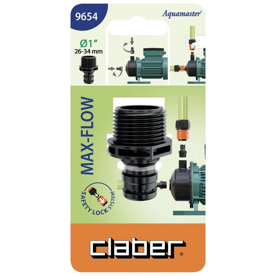 ADATTATORE FILETTATO 1 POLLICE MASCHIO CLABER MAX-FLOW PER IRRIGAZIONE  GIARDINO