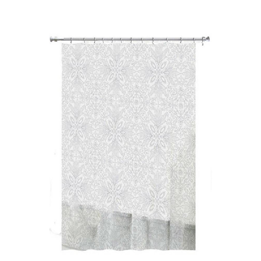 Trade Shop - Tenda Doccia Vasca Bianca Impermeabile Pvc 180 X 200cm Decorata Con Foglie 69513 -