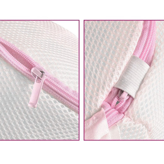 Sacca Salvabiancheria per Lavatrice 20x25 cm a Rete con Cerniera Rosa