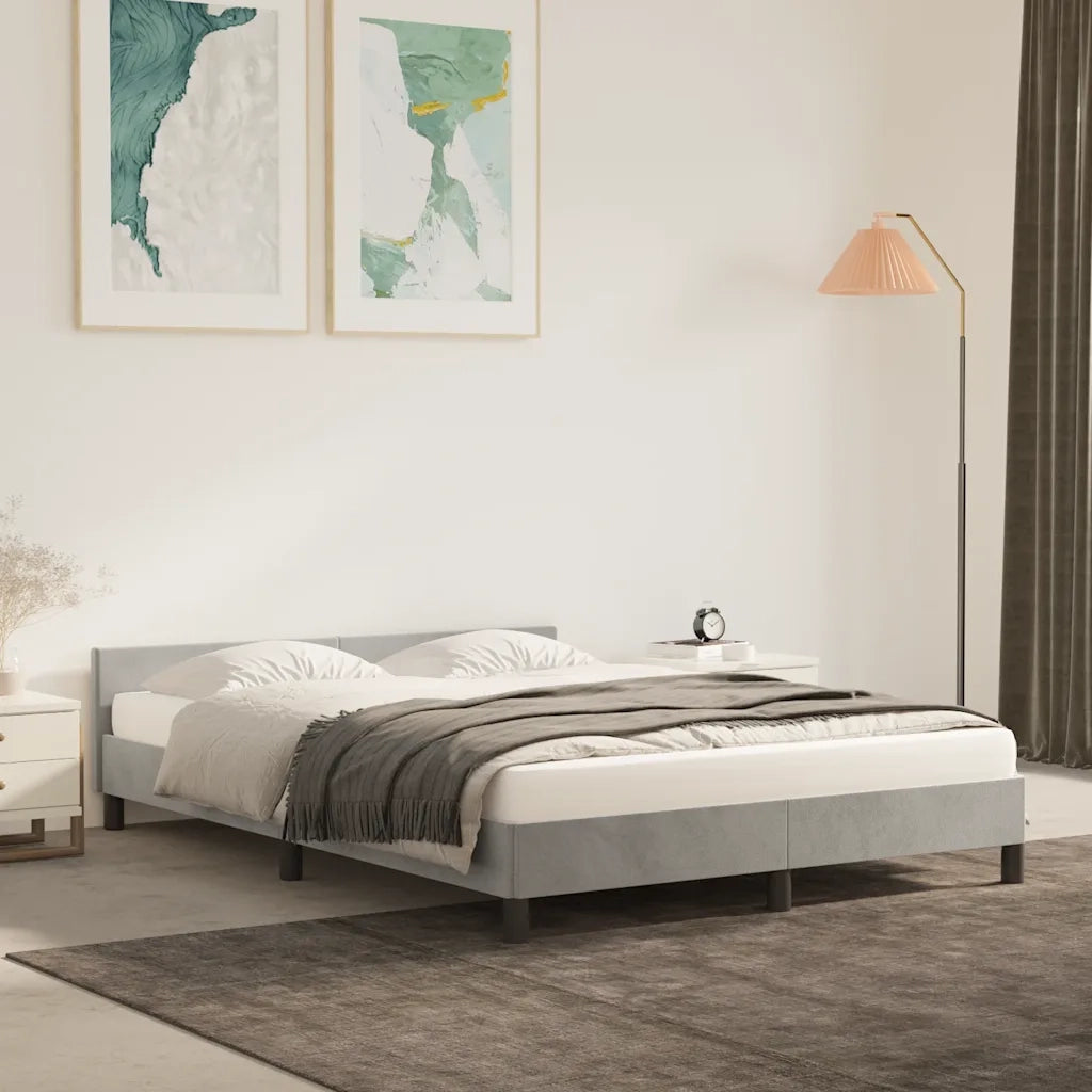 Giroletto senza Materasso-Struttura Letto Grigio Chiaro 140x190 cm Velluto 922402