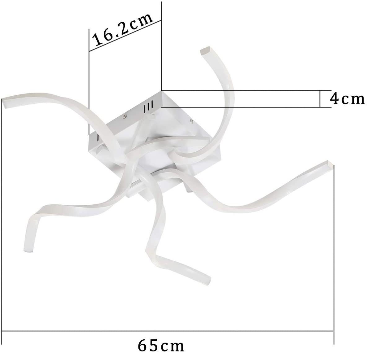ZMH Lampada da soffitto plafoniera LED moderna 65cm forma onda telecomando per soggiorno