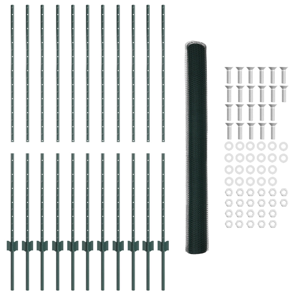 Posti per Recinzione 11 pz U-Channel Verde 140 cm Acciaio