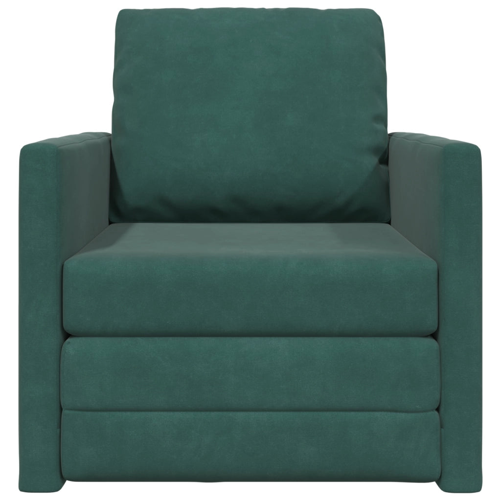 Divano Letto 2-in-1 Verde Scuro 74x77x81 cm in Velluto