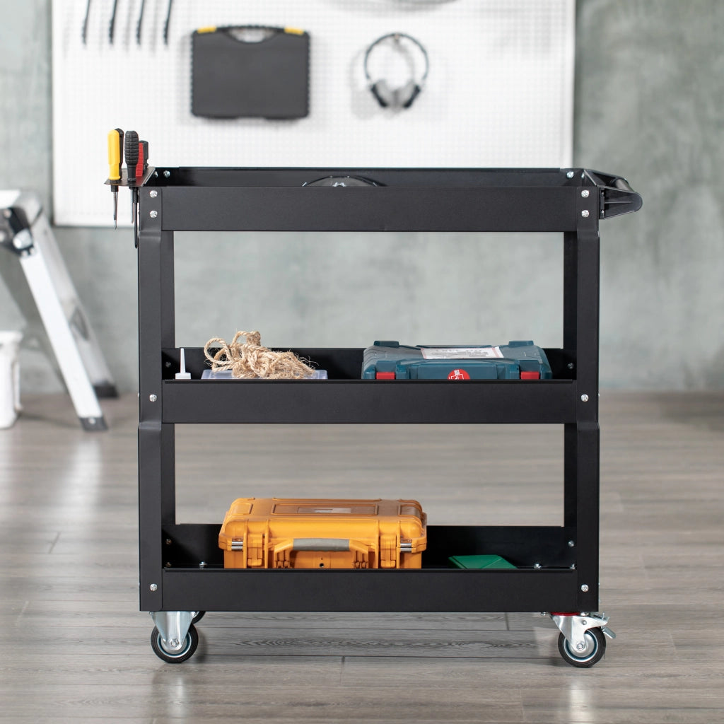 Carrello attrezzi 3 cassetti ¨C zephmum ¨C 83x35x76 cm, Nero