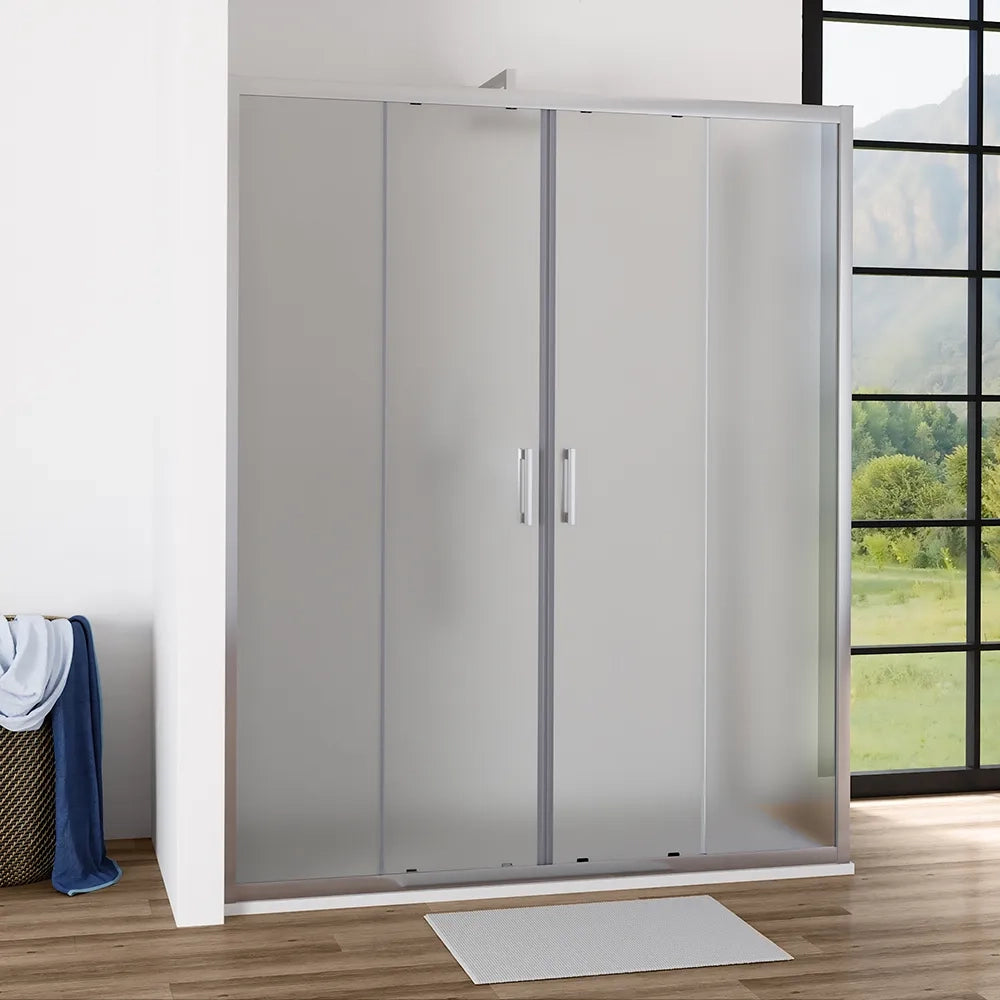 Box doccia angolare 80x160 cm vetro 6mm opaco apertura 2 ante scorrevoli | Favignana