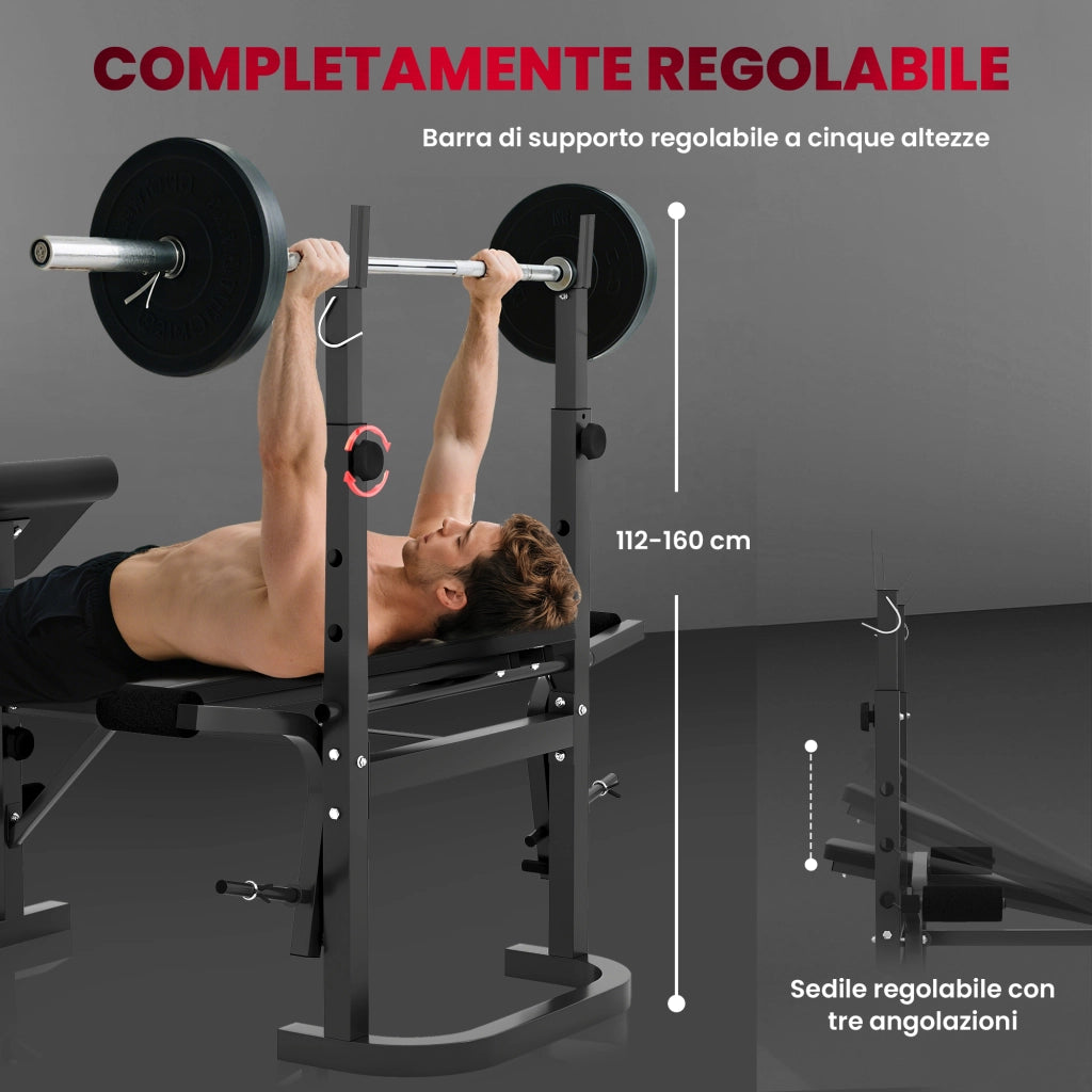 Panca Palestra Multifunzione Regolabile con Rack ¨C Zephmum ¨C Nero, Acciaio