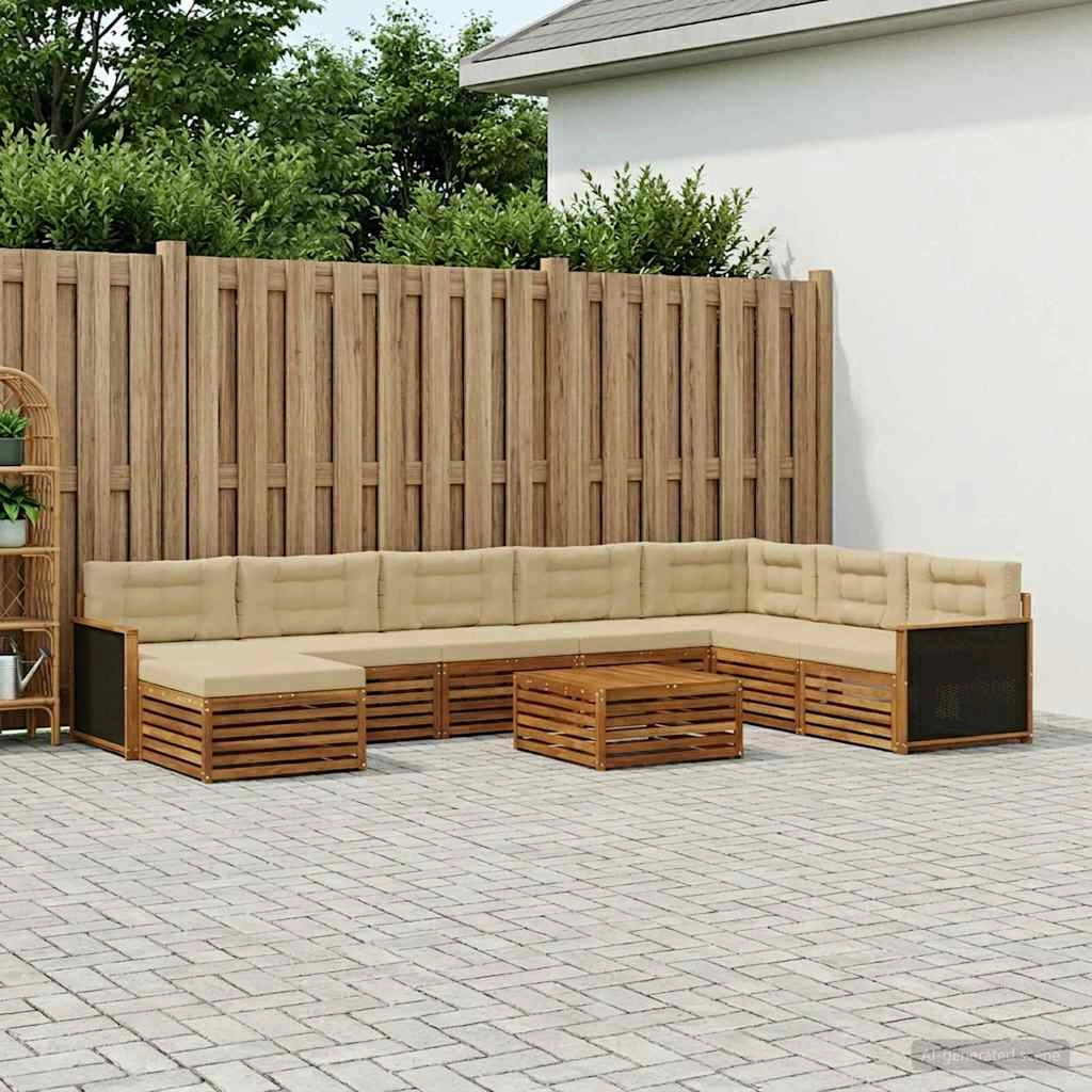 Set di divani da esterno 9 pz Naturale e Beige 3383736