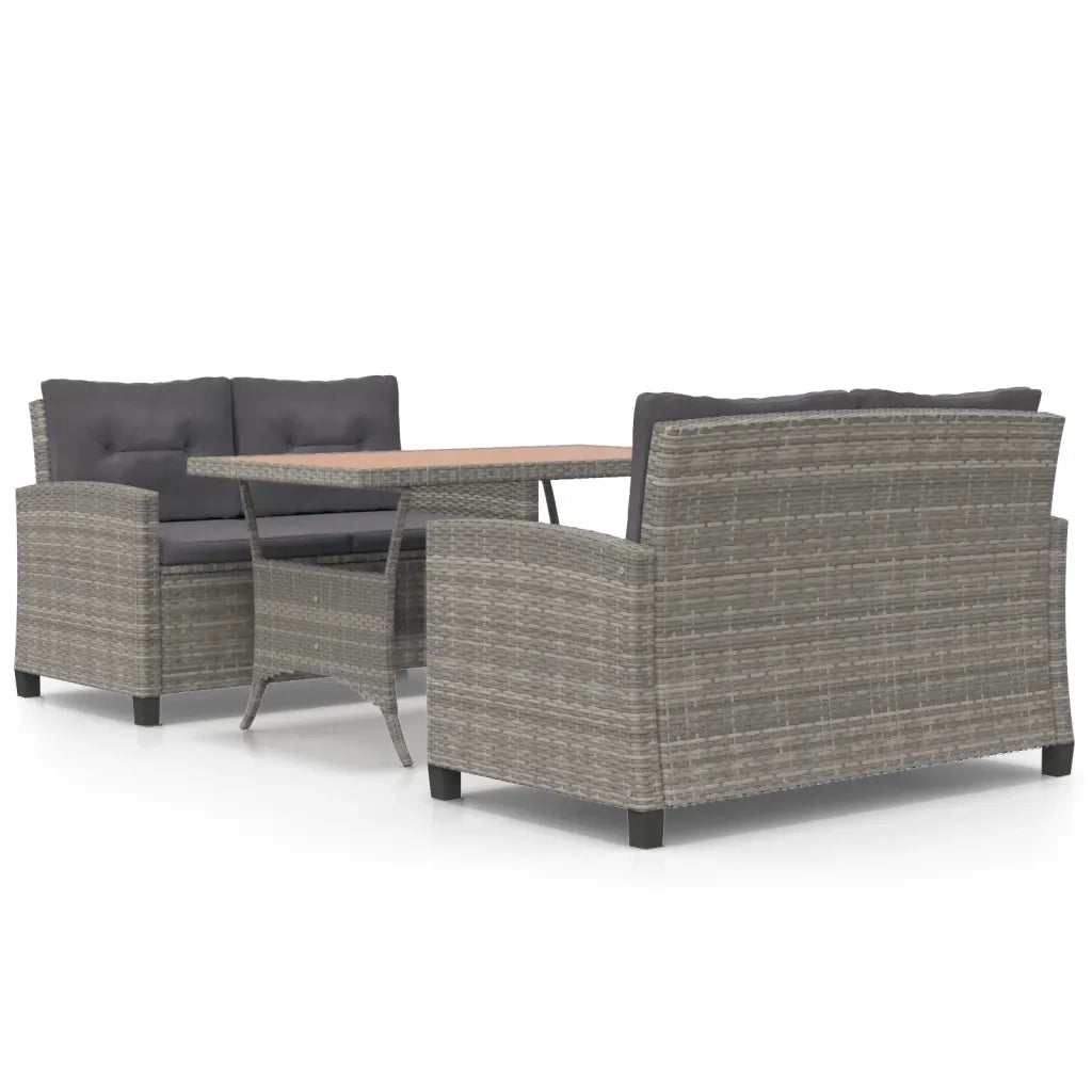 Set Pranzo da Giardino 3 pz Polyrattan e Legno Massello Acacia 3095250