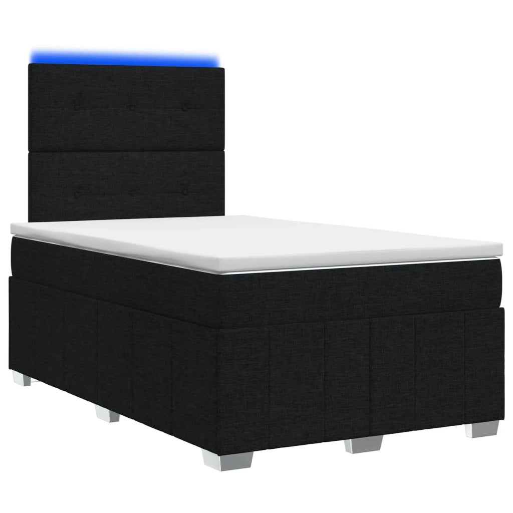Letto Box Spring LED con Materasso Nero 120 x 190 cm Tessuto 3455558