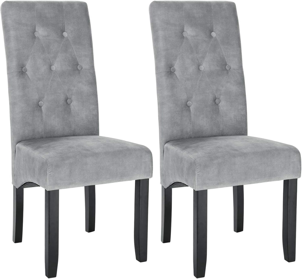 Sedie Sala da Pranzo per Cucina Ristorante Sedia Imbottita con Schienale senza Braccioli Velluto Grigio Chiaro BH294hgr-2