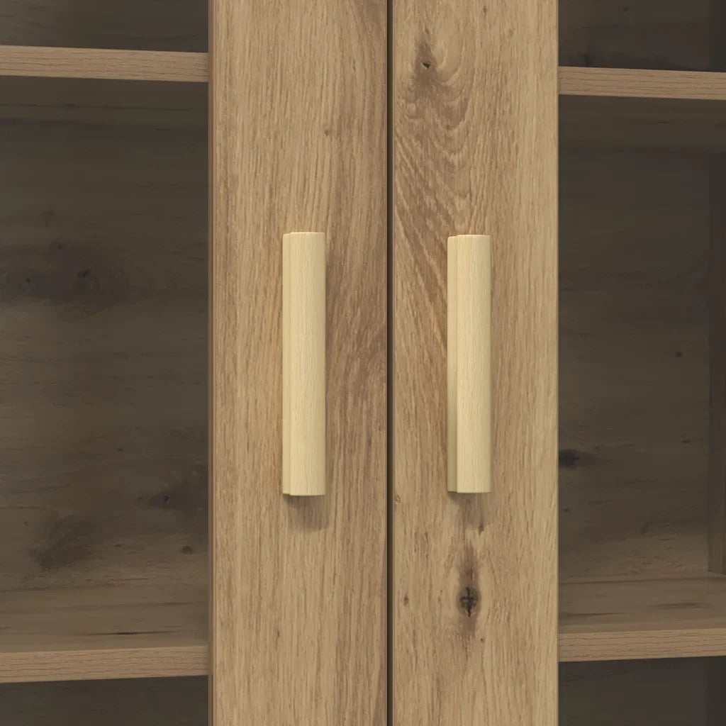 Mobile contenitore a parete pratico e versatile 69,5 x 34 x 90 cm in legno di rovere lavorato a mano 02_0051018