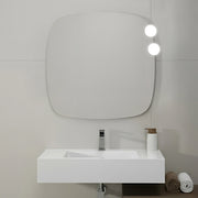 Specchio da parete con faretti LED 80x80 a filo lucido con angoli arrotondati - Aurea
