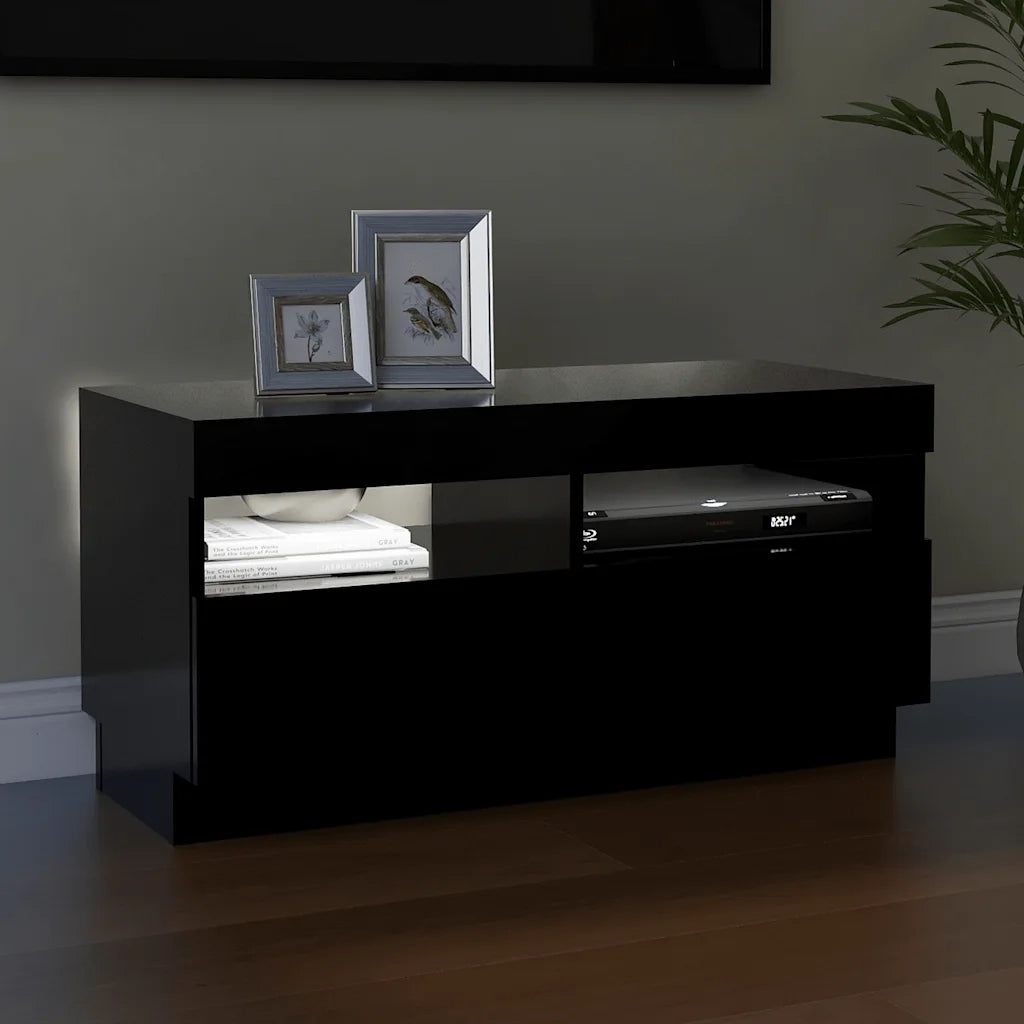 Mobile Porta TV con Luci LED-Mobile per TV-Credenza TV Nero 80x35x40 cm