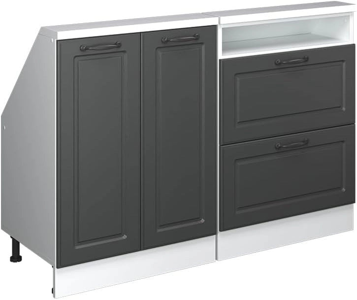 Mobile cucina sottotetto R-Line, Grigio prezioso/bianco, 210 cm Set di 5