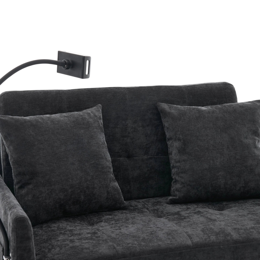 Poltrona imbottita multifunzione con USB e supporto tablet nera HOMVRA
