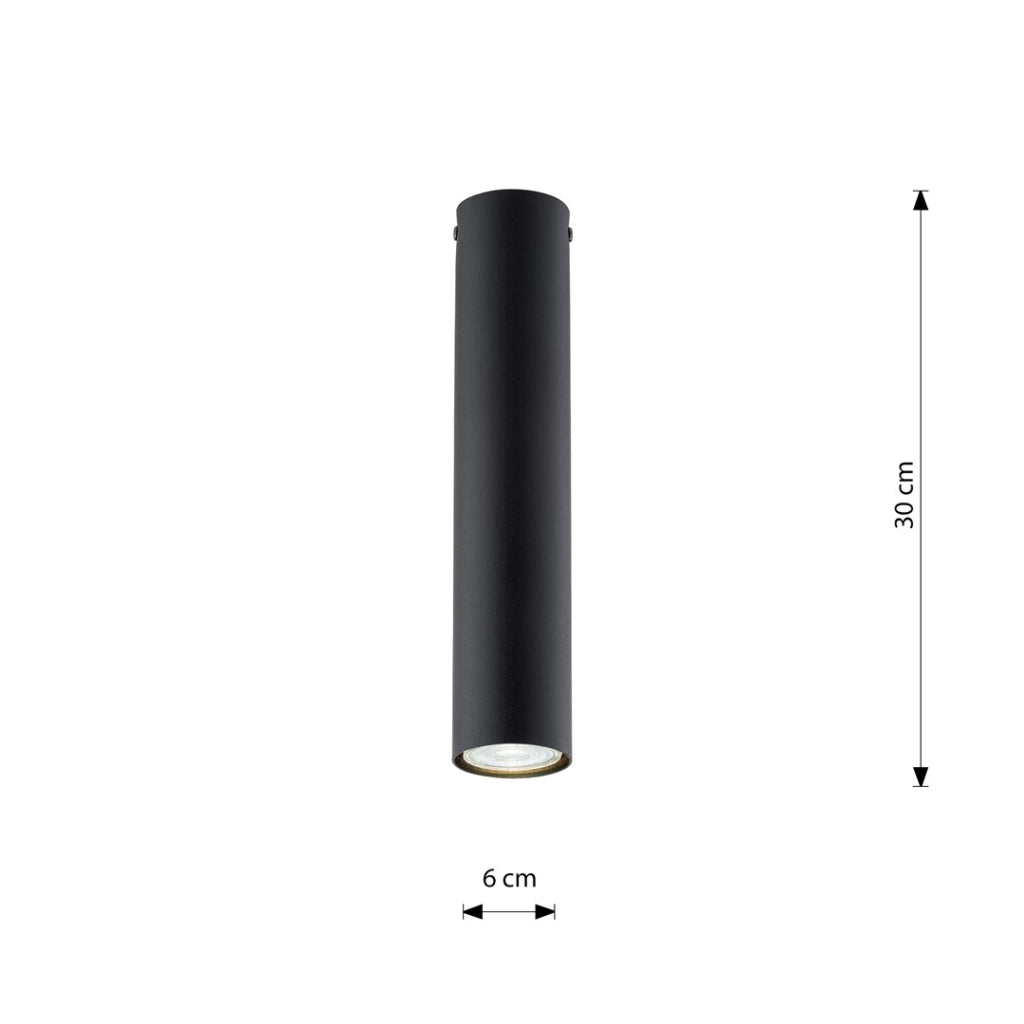 Spot soffitto nero 30cm tondo 1xGU10 8W TECNO Emibig