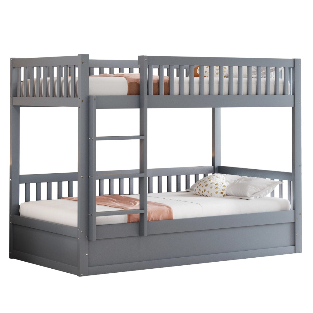 Letto a castello 90x200 cm con contenitore idraulico in legno grigio