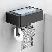 Supporto per carta igienica in acciaio inossidabile, supporto per carta igienica adesivo o perforante, supporto per carta igienica per bagno cucina (nero, stile A)