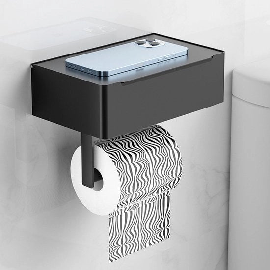 Supporto per carta igienica in acciaio inossidabile, supporto per carta igienica adesivo o perforante, supporto per carta igienica per bagno cucina (nero, stile A)