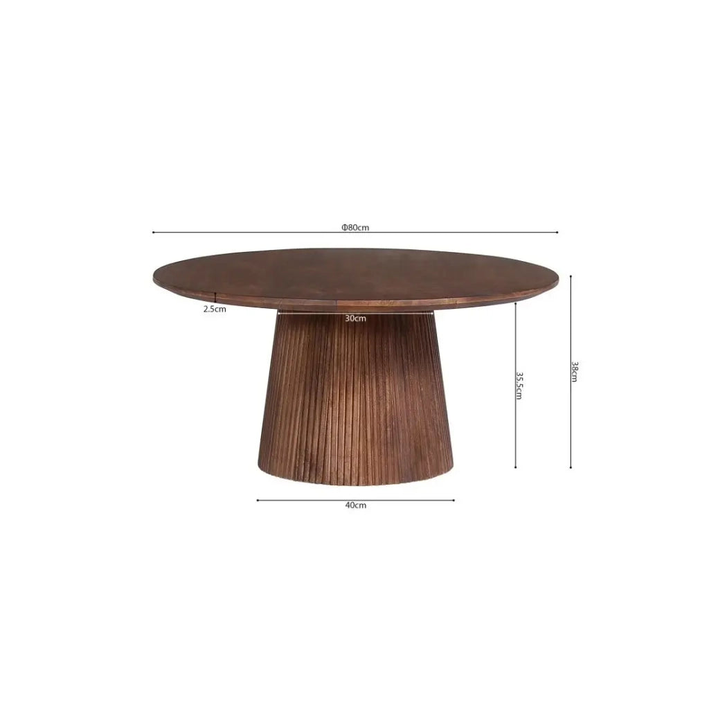 Tavolino rotondo RIMBAUD – Effetto legno marrone 80 cm