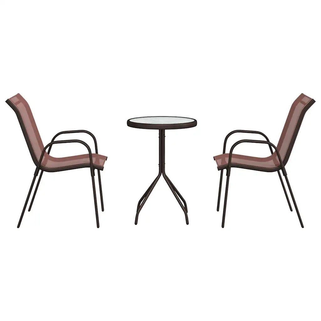 Set Bistro da Giardino 3 pz | Set Salotto da Giardino Marrone Acciaio