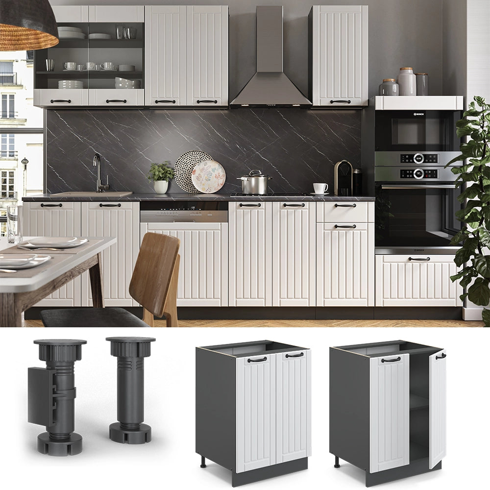 Vicco Mobiletto base cucina Bianco casa di campagna 60 cm senza piano di lavoro