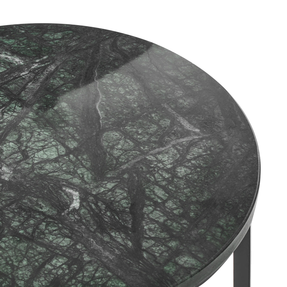 Tavolino Base verde scuro ø 40 cm Struttura in metallo Piano in ceramica Marmo Design moderno Soggiorno
