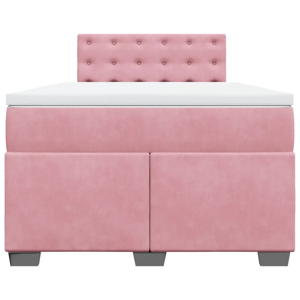 Giroletto a Molle con Materasso Rosa 120x190 cm in Velluto