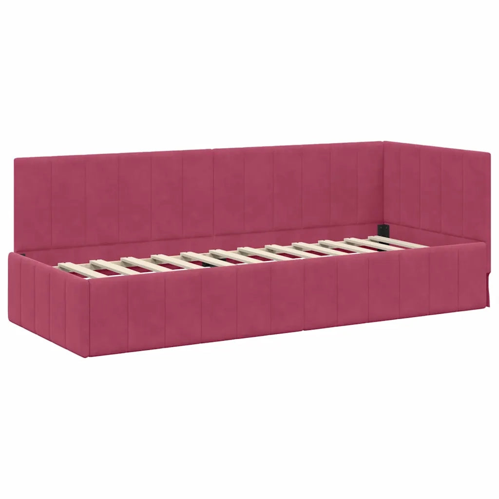 Cornice del letto ad angolo Rosso Vino 80 cm x 200 cm Velluto 42016291