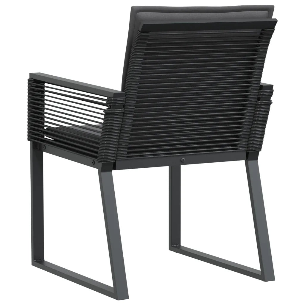 Sedie da Giardino con Cuscini 2 pz | Sedie da Esterno Nere in Polyrattan