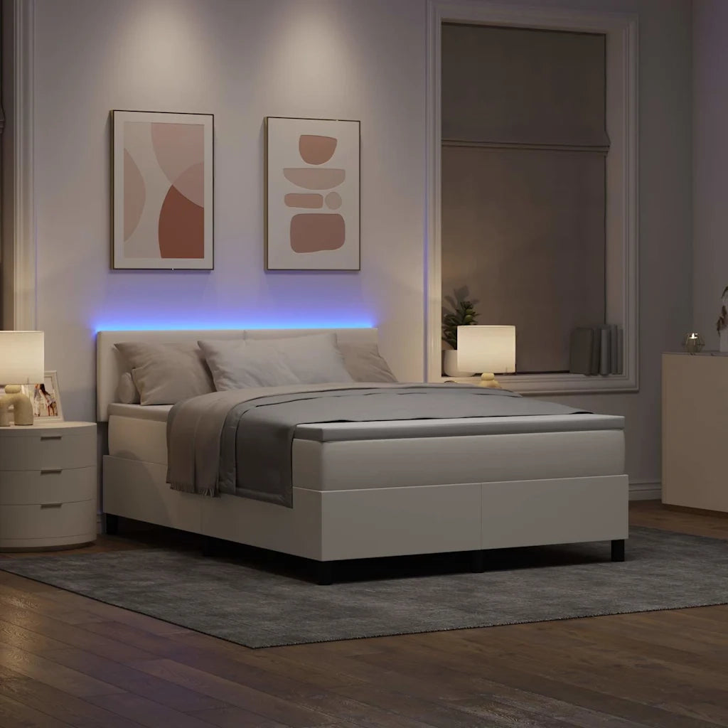 Letto a Sorgente LED con testiera Crema e Bianco 160 x 200 cm 3337609