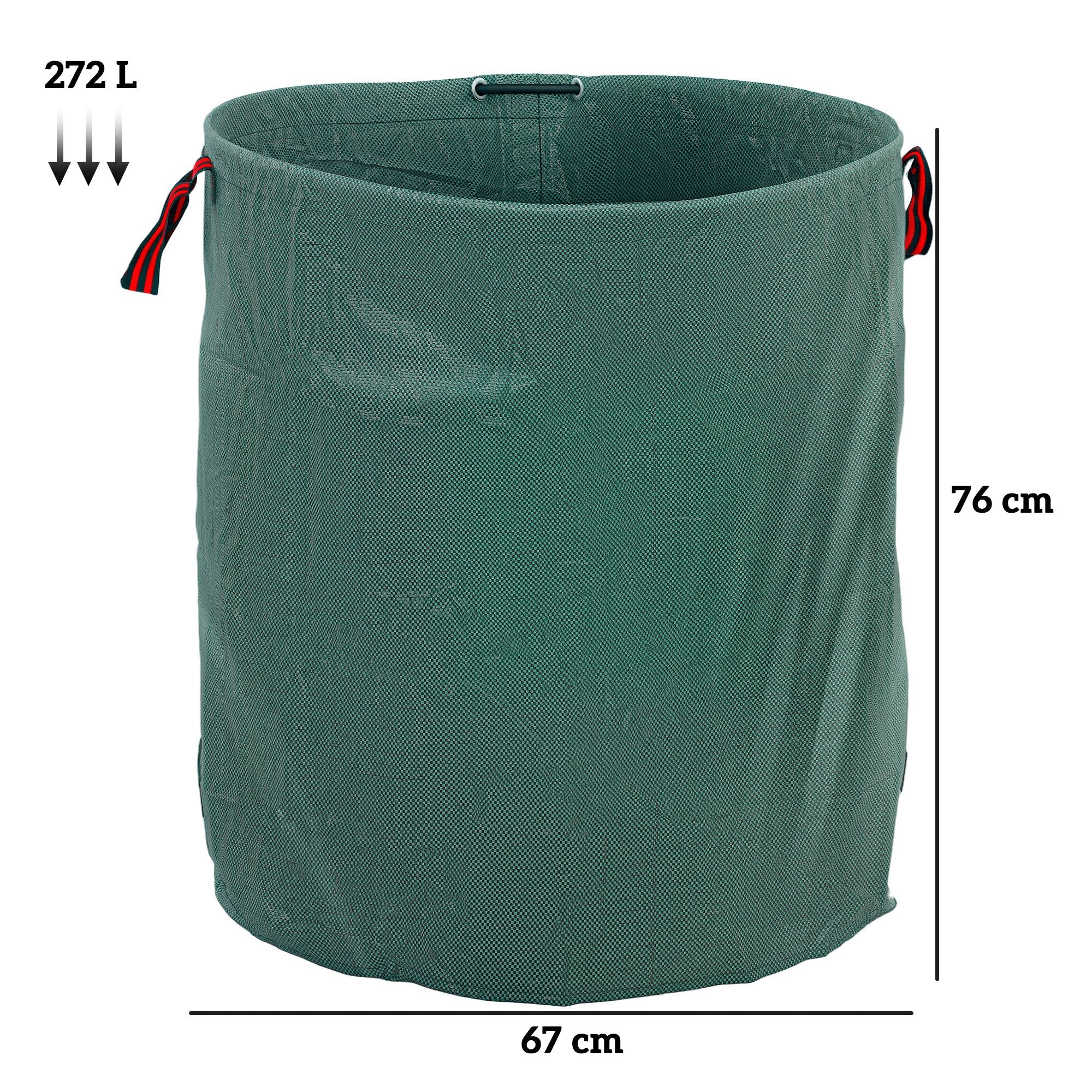Set 3 Sacchi per Rifiuti da Giardino Ø67x76 cm da 272 L Richiudibili e Riutilizzabili Verde
