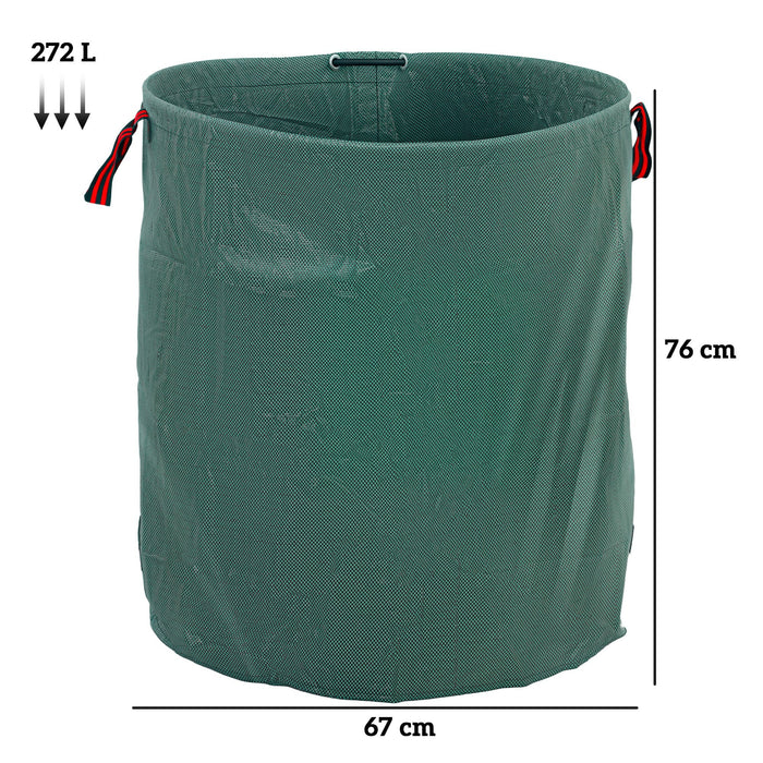 Set 3 Sacchi per Rifiuti da Giardino Ø67x76 cm da 272 L Richiudibili e Riutilizzabili Verde