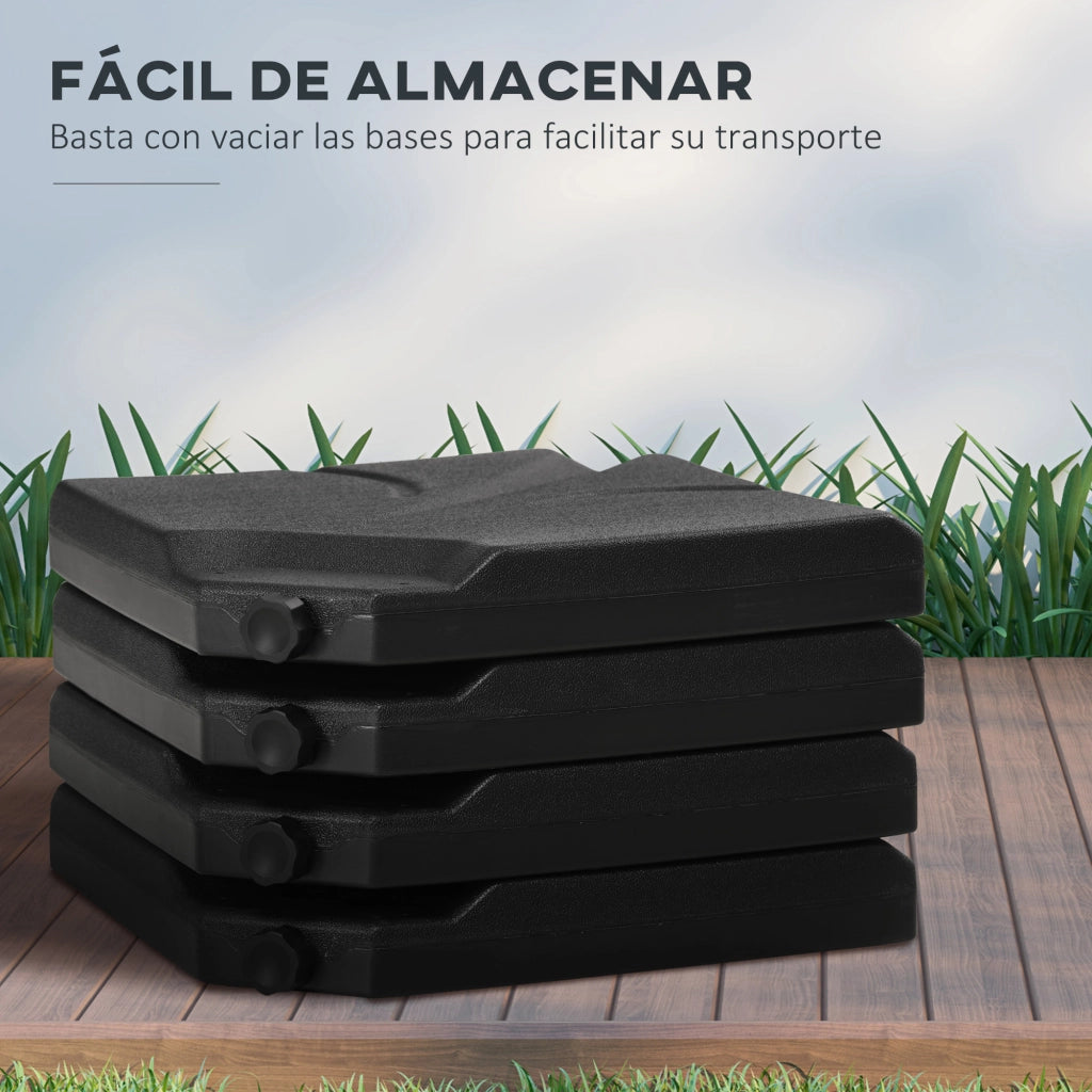 Base per Ombrellone 4 Pezzi Riempi con Sabbia o Acqua ¨C zephmum ¨C 72 kg Sabbia 56 kg Acqua Nero