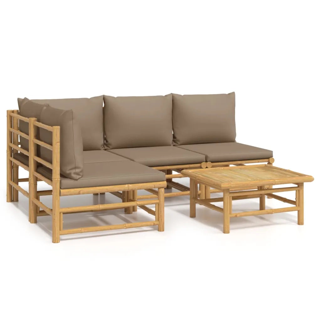 Set Salotto da Giardino 5pz con Cuscini Tortora BambÃ¹cod mxl 124283