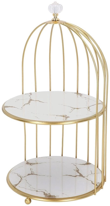 Organizzatore di Trucco a Doppio Livello - Cassettone Resistente - Display in Acciaio - Schedari in Vetro - Decorativo e Pratico - Altezza Totale 36 cm