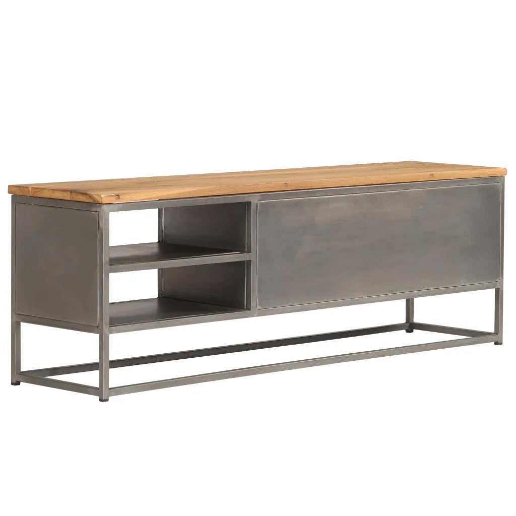 Mobile Porta TV in Teak Recuperato e Acciaio 120x30x40 cm 246281