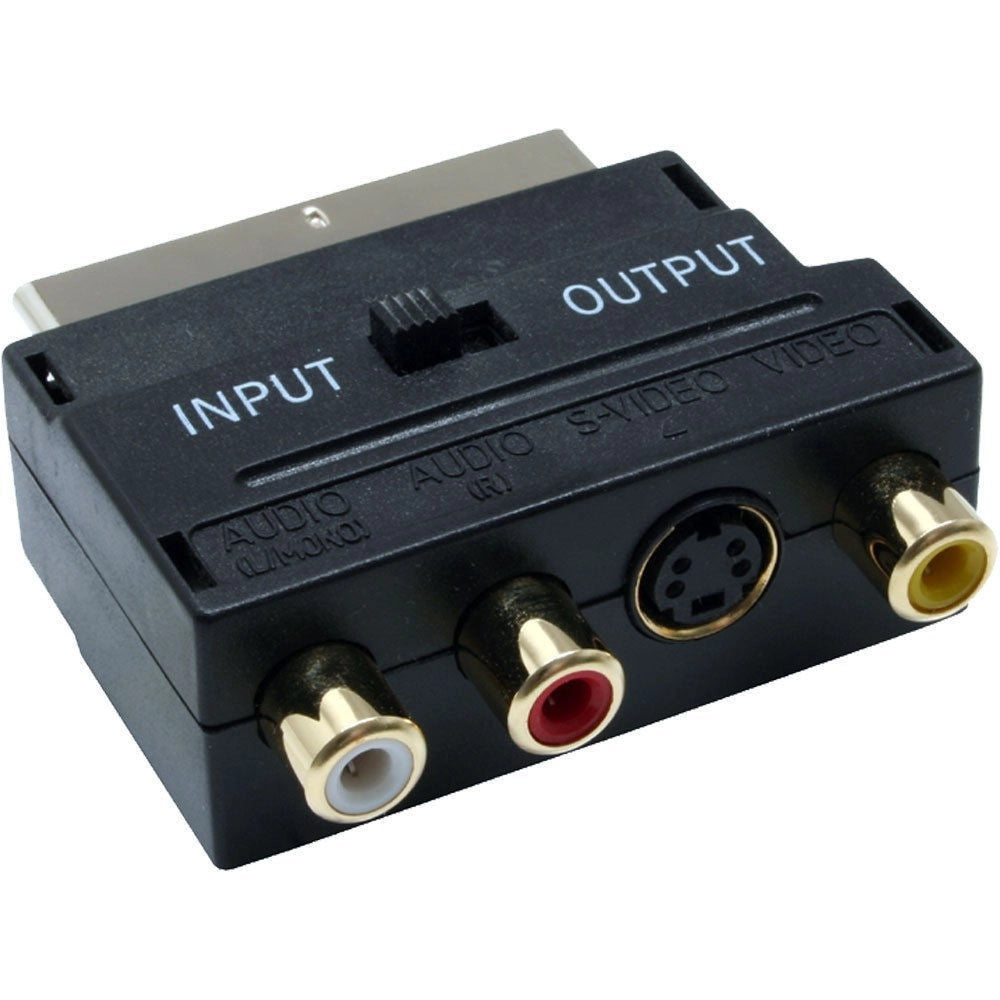 Trade Shop - Adattatore Convertitore Da Presa A Scart S Video Vhs A Rca Con Selettore In Out -