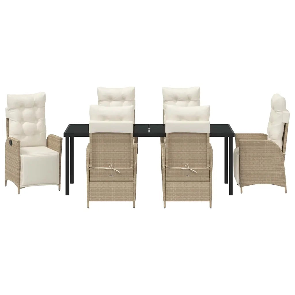Set da Pranzo per Giardino con cuscino 7 pcs Beige polyrattan 3380559