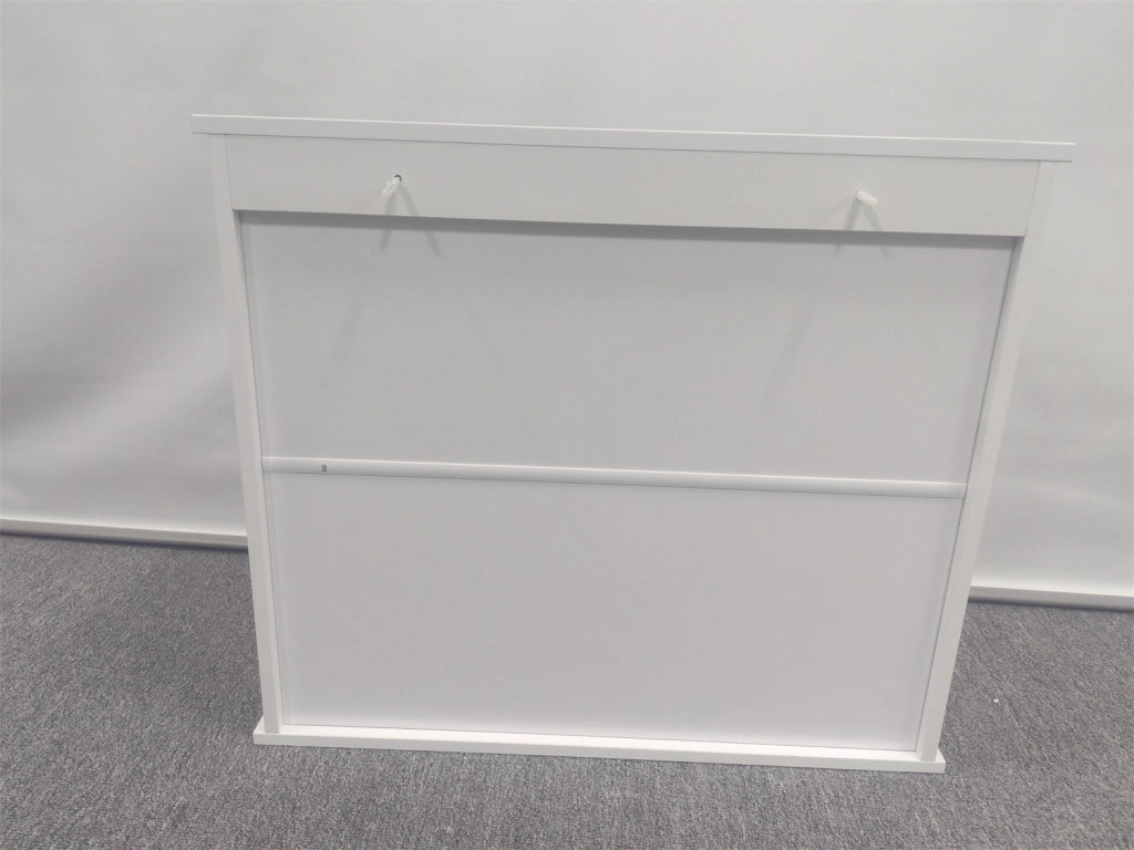 Armadietto da bagno pensile con 2 ante a lamelle, in MDF e truciolare, per bagno, bianco, 69,3 × 43,8 × 11 cm
