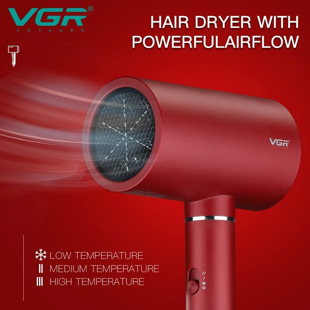 Trade Shop - Vgr V-431 Asciugacapelli Professionale 1600-1800w Parrucchiere Shop Hair Dryer - Rosso